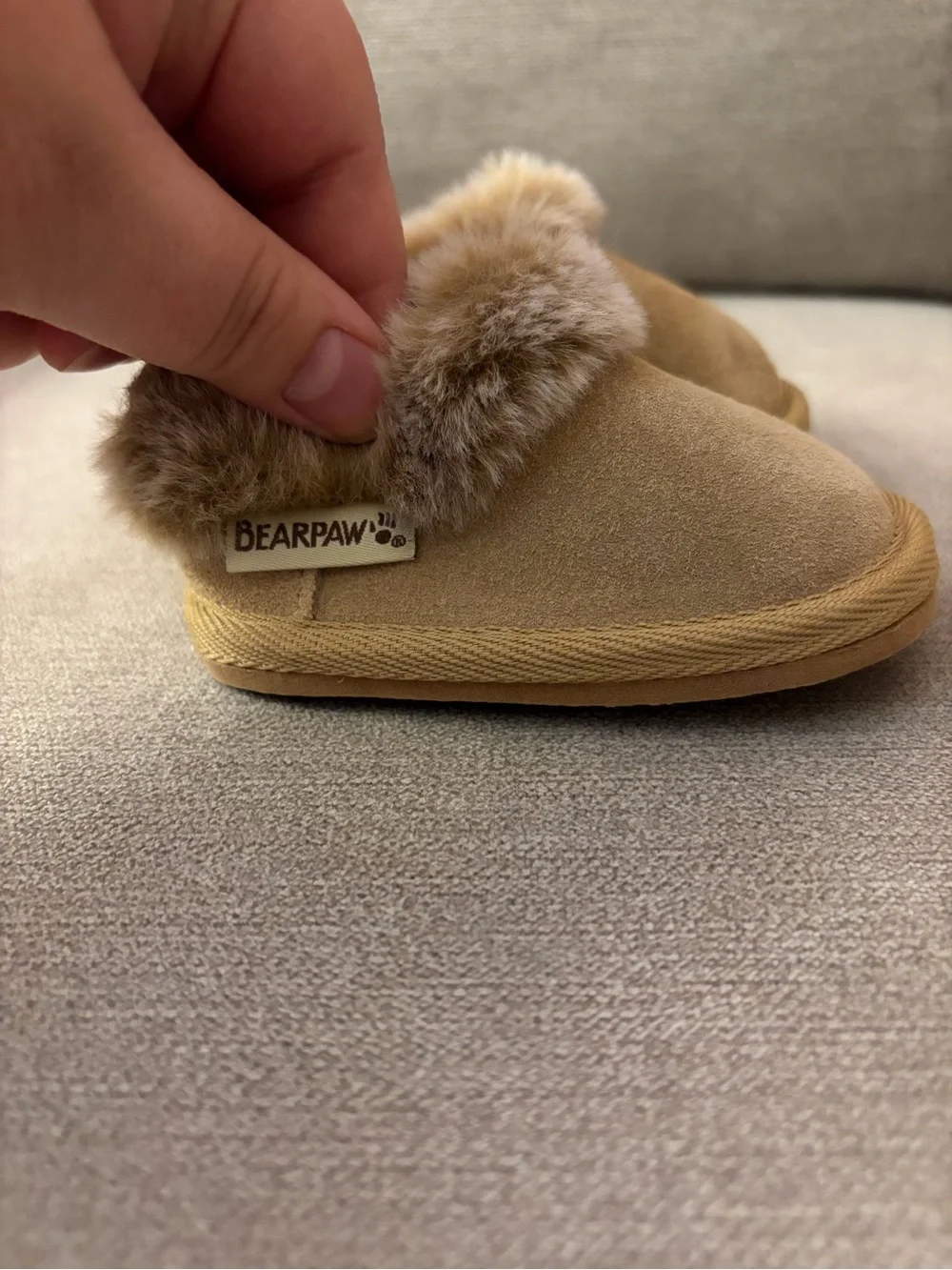 Bearpaw Baby Cozy Faux Fur Lined Slippers - Camel